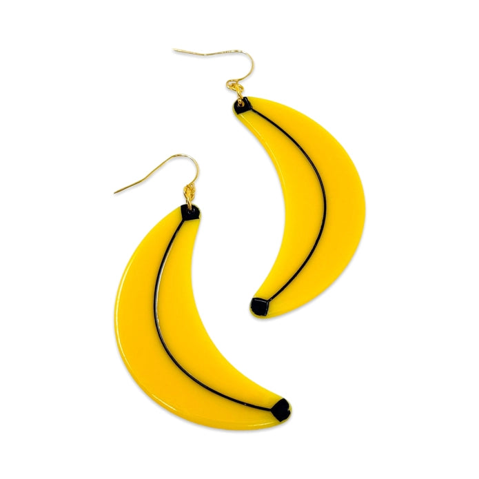 Pair of earrings against a white background.