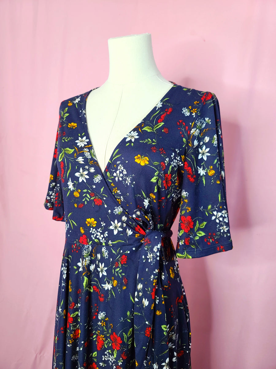 Lydia Wrap Dress in Edelweiss Brushed Knit by Wax Poetic Clothing