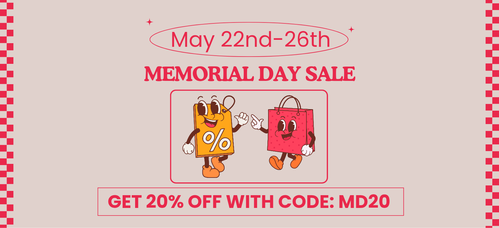 Memorial Day Sale promo -get 20% off order with code: MD20