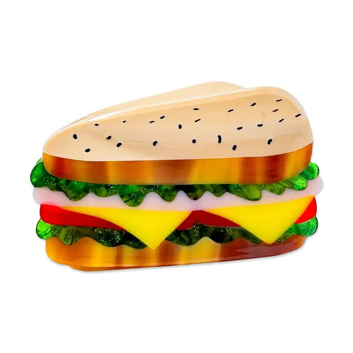 Front of sandwich hair claw against a white background.