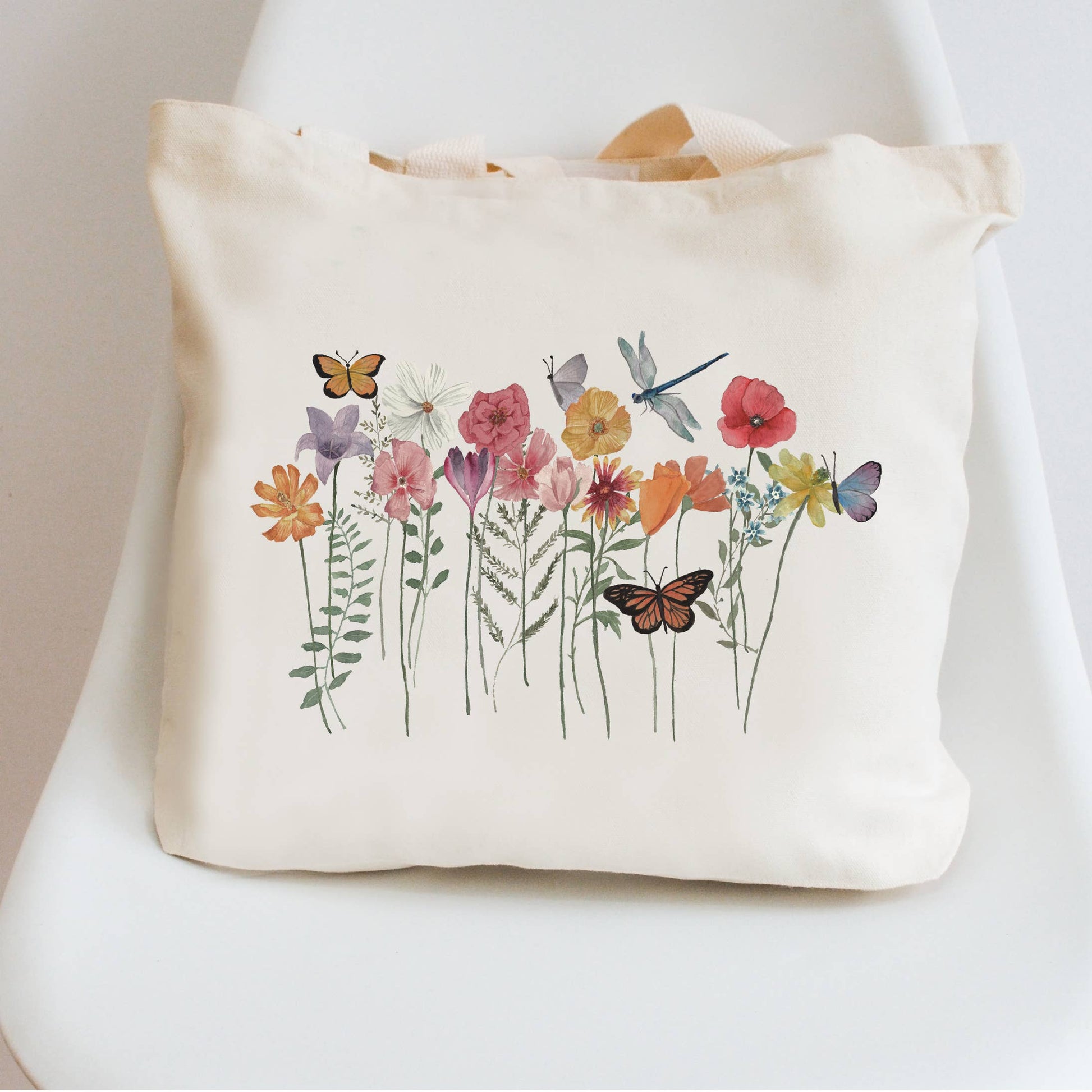 Tote leaning against white background