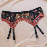 Chic garter belt elegantly displayed against a soft light pink background, a perfect blend of style and sophistication