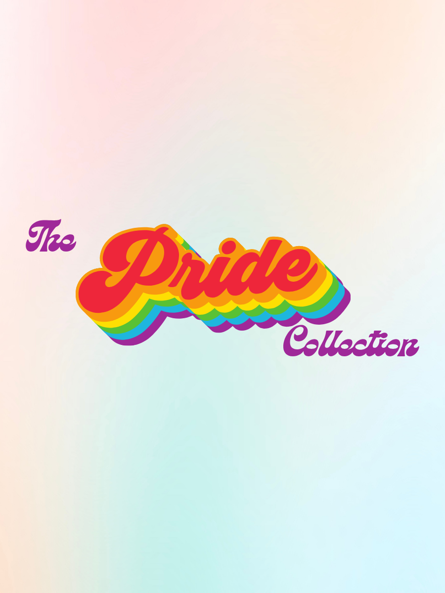 Gradient background with 'The Pride Collection' text in rainbow colors