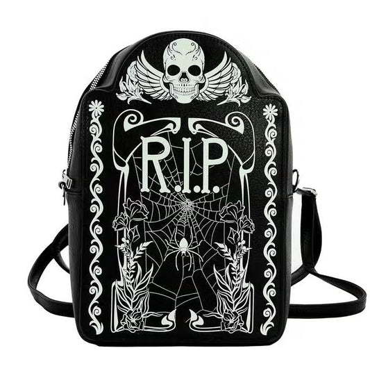 Front of backpack against a white background