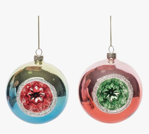 Both ornaments against a white background