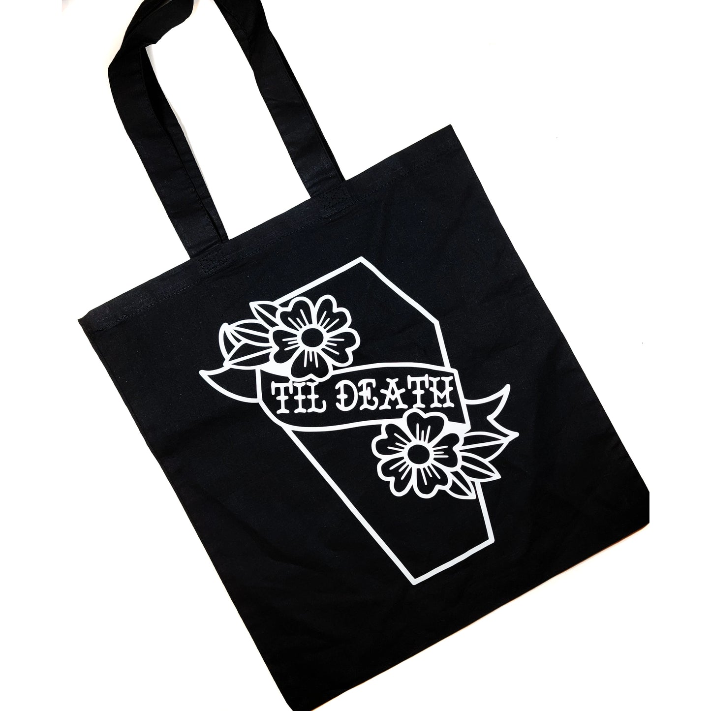 'Til Death Coffin Tote Bag Black by Printy Vibes - Modern Vixen Vintage