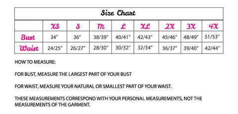 Wax Poetic Clothing size chart