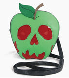 Red shiny vinyl in an apple shape with green matte vinyl overlayed in a slimy skull shape