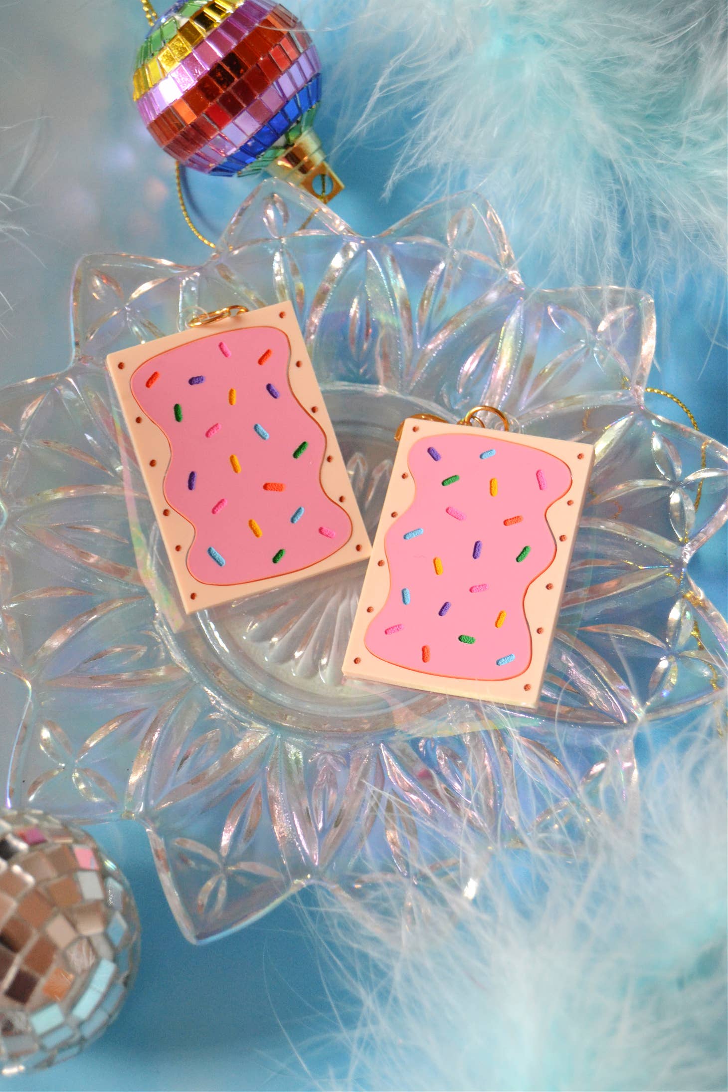 Pink poptarts against blue background