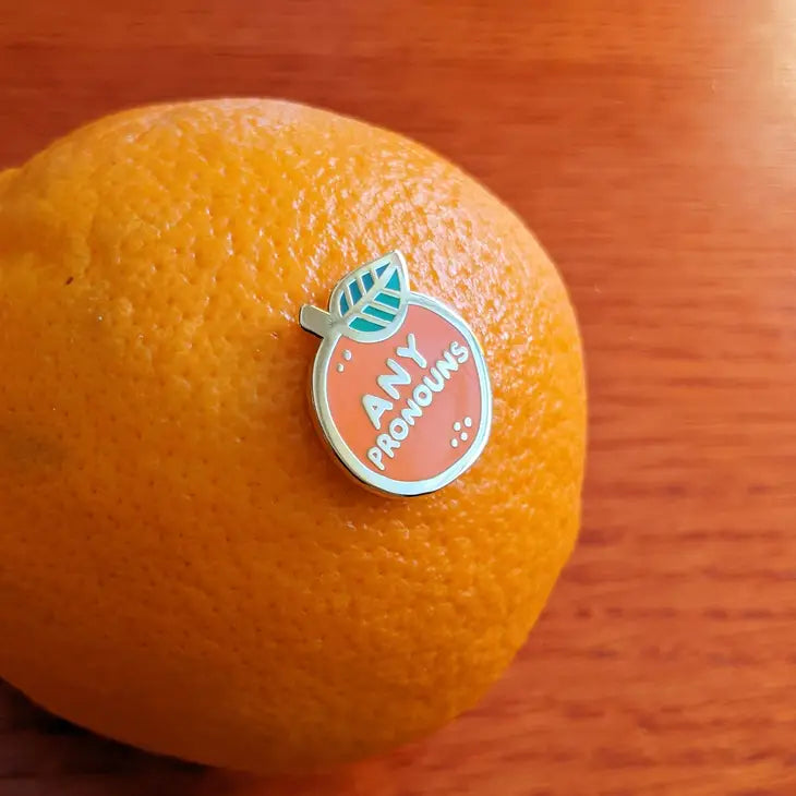 Pin stuck in an orange