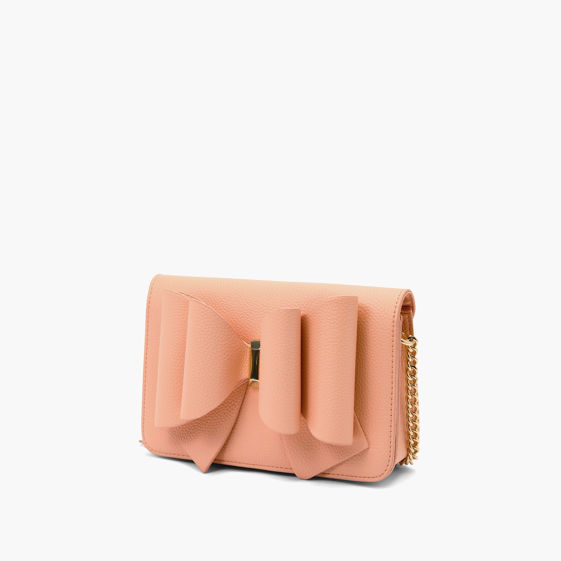 This photo shows the front of the purse against a plain white background